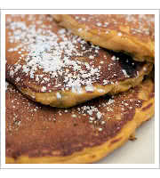 Pumpkin Oatmeal Pancakes at Dotties True Blue Cafe