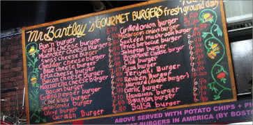 Mr Bartleys Gourmet Burgers Menu