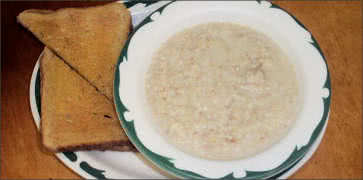 Bowl of Oatmeal with Toast