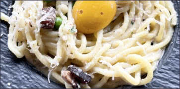 Vegan Spaghetti Carbonara with Tomato Yolk