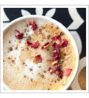 Honey, Pistachio & Rose Latte with Cardamom at Sittis Table