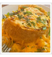 Turkey Chili and Cheese in Sourdough Bread Bowl at Golden Isles Olive Oil