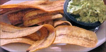 Plantain Chips with Guacamole Dip