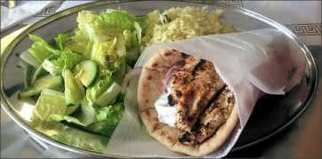 Chicken Pita with Rice and Green Salad