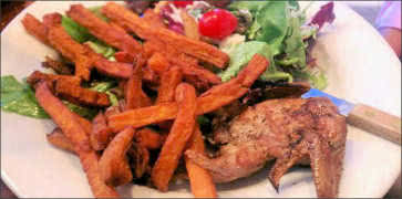 Grilled Texas Quail with Sweet Potato Fries