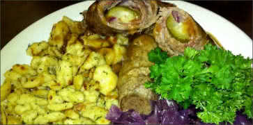 Beef Rouladen with Red Cabbage and Spaetzel