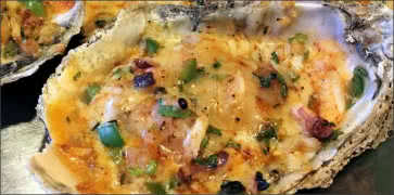 Baked Oysters with Shrimp & Cheese