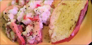 Shrimp, Grits with Garlic Bread