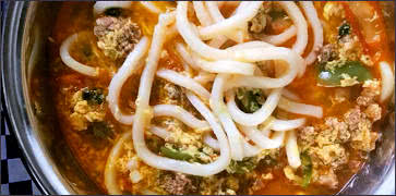 Sopa de Borrachos with Udon Noodles