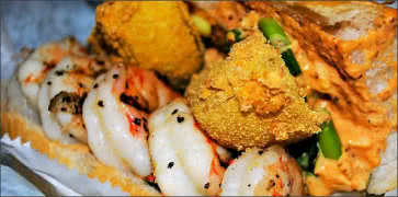 Grilled Shrimp, Fried Green Tomatoes and Okra Remo