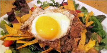 Chili Verde Taco Salad with Fried Egg