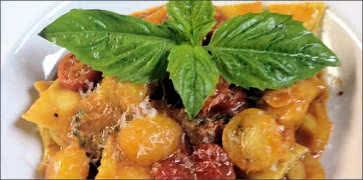 Ravioli with Sea Bss and Cherry Tomatoes