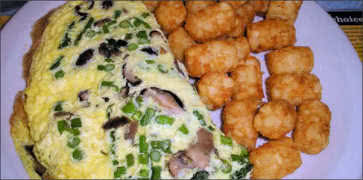 Bacon, scallion and spinach omelet