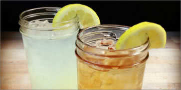 Homemade Sweet Tea and Lemonade in Jam Jars