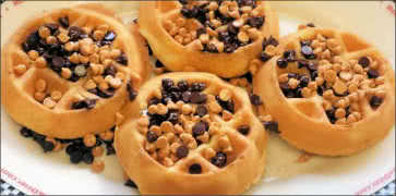 Mini Waffles with Chocolate and Peanut Butter Chips