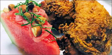 Fried Chicken with Watermelon