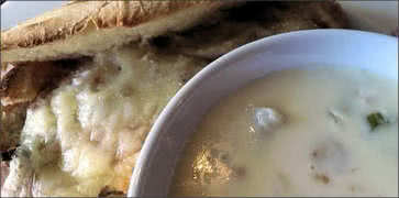 Clam Chowder and Clam Melt Sandwich 