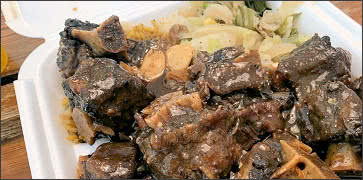 Jamaican Oxtail with Trini Fried Rice and Cabbage