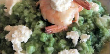 Nettle Risotto with Shrimp