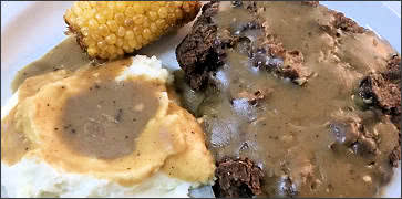 Country Fried Steak with Mashed Potatoes, Gravy and Corn on the Cob