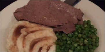 Roast Beef Mashed Potatoes and Peas