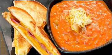 Fire Roasted Tomato Bisque with Grilled Cheese Sandwich