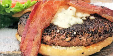 Cracked Pepper-Crusted Blue Cheese and Bacon Burger