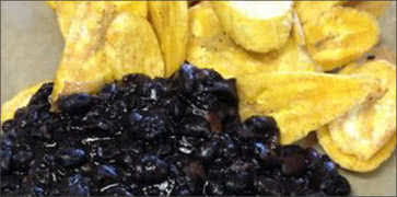 Black Beans with Fresh Plantain Chips