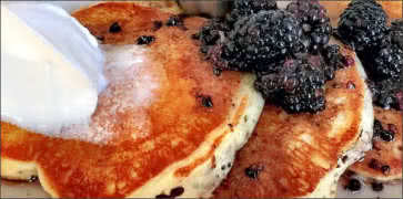 Sour Cream Pancakes with Wild Blackberries