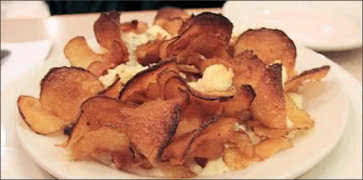 Thin Sliced Fried Potatoes with Wisconsin Blue Cheese